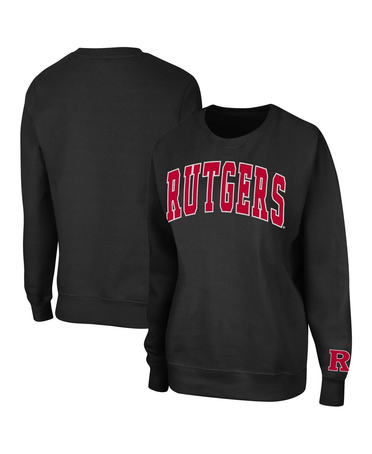 Colosseum Black Rutgers Scarlet Knights Campanile Pullover Sweatshirt In Black
