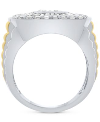 Men's Diamond Baguette & Round Cluster Ring (2 ct. t.w.) in 10k White Gold