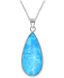 Onyx Teardrop Pendant Necklace in Sterling Silver, 16" + 2" extender, (Also in Blue Howlite & Sodalite), Created for Macy's