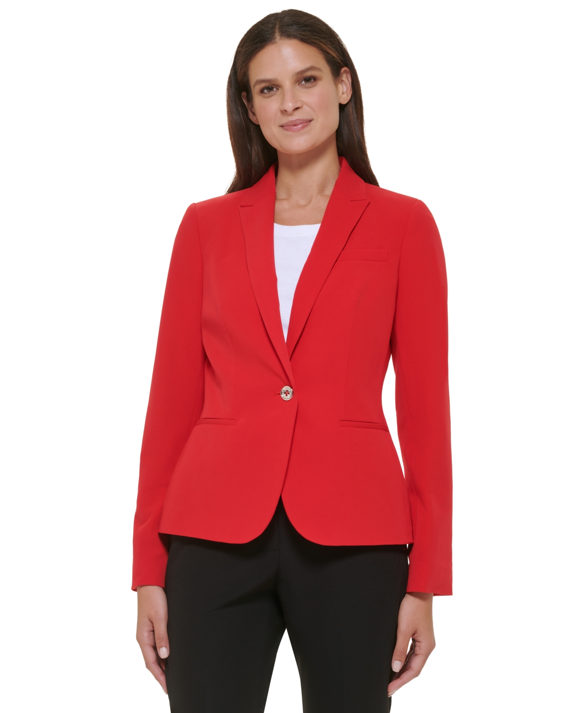 Tommy Hilfiger Women's One-button Elbow-patch Blazer In Chili Pepper