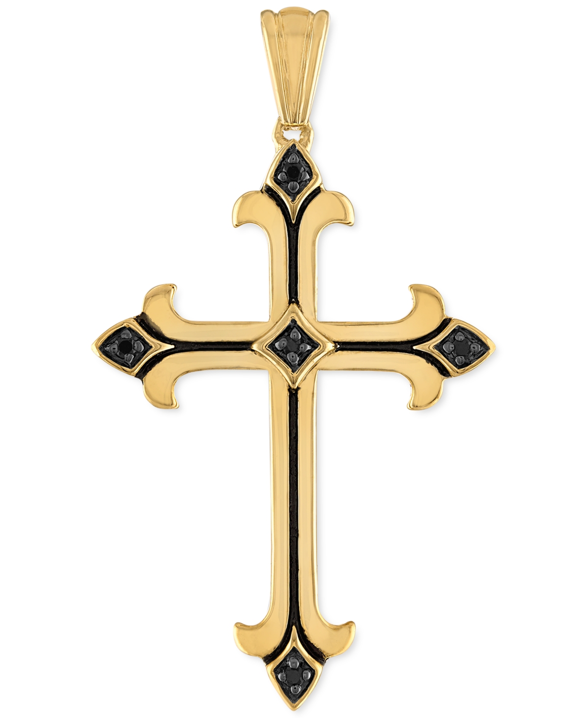 Black Cubic Zirconia Cross Pendant in 14k Gold-Plated Sterling Silver, Created for Macy's - Gold Over Silver