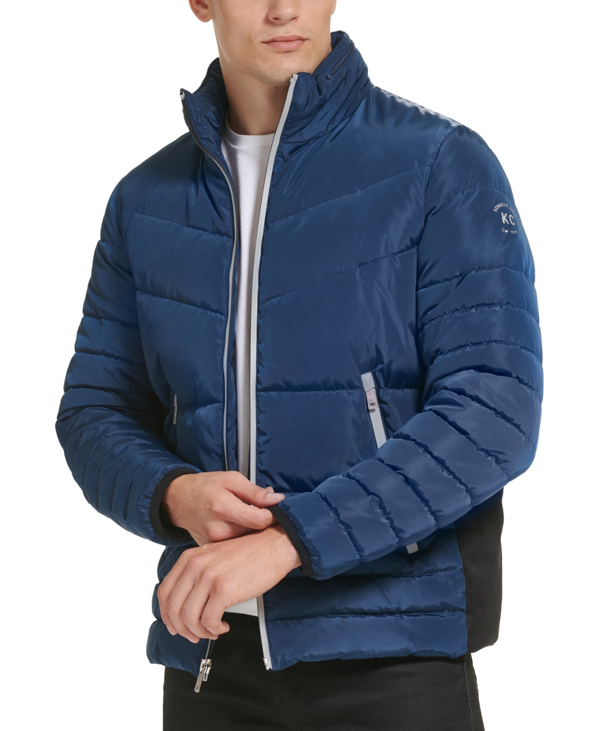 Kenneth Cole Men's Channel Quilted Puffer Jacket In Blue