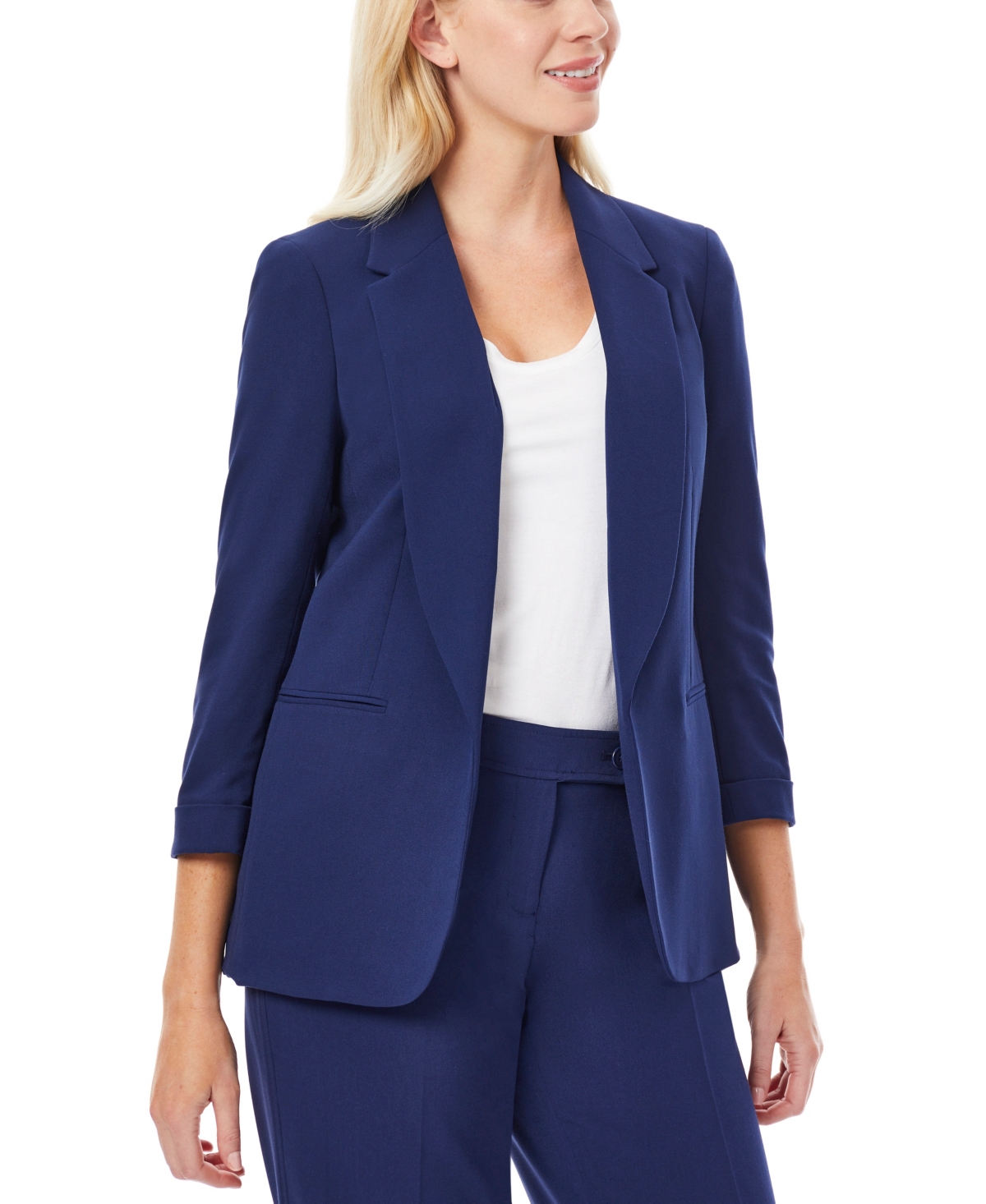 Jones New York Women's Notched Collar Jacket with Rolled Sleeves