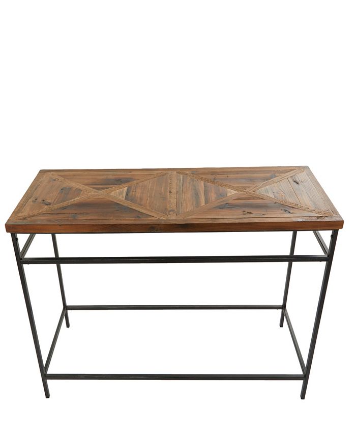 Rosemary Lane Metal Rustic Console Table with Brown Wood Top, 48" x 16