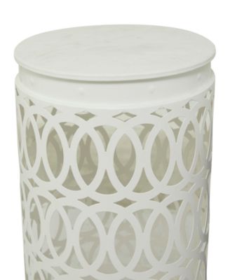 23", 19", 15" Metal Contemporary Geometric Accent Table with Laser Carved Trellis Design, Set of 3