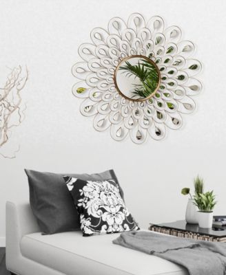 'Flower Burst' Bling Round Wall Mirror, 36" x 36"