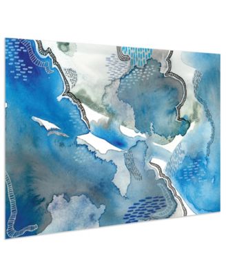 'Subtle Blues I' Frameless Free Floating Tempered Glass Panel Graphic Wall Art, 32" x 48"