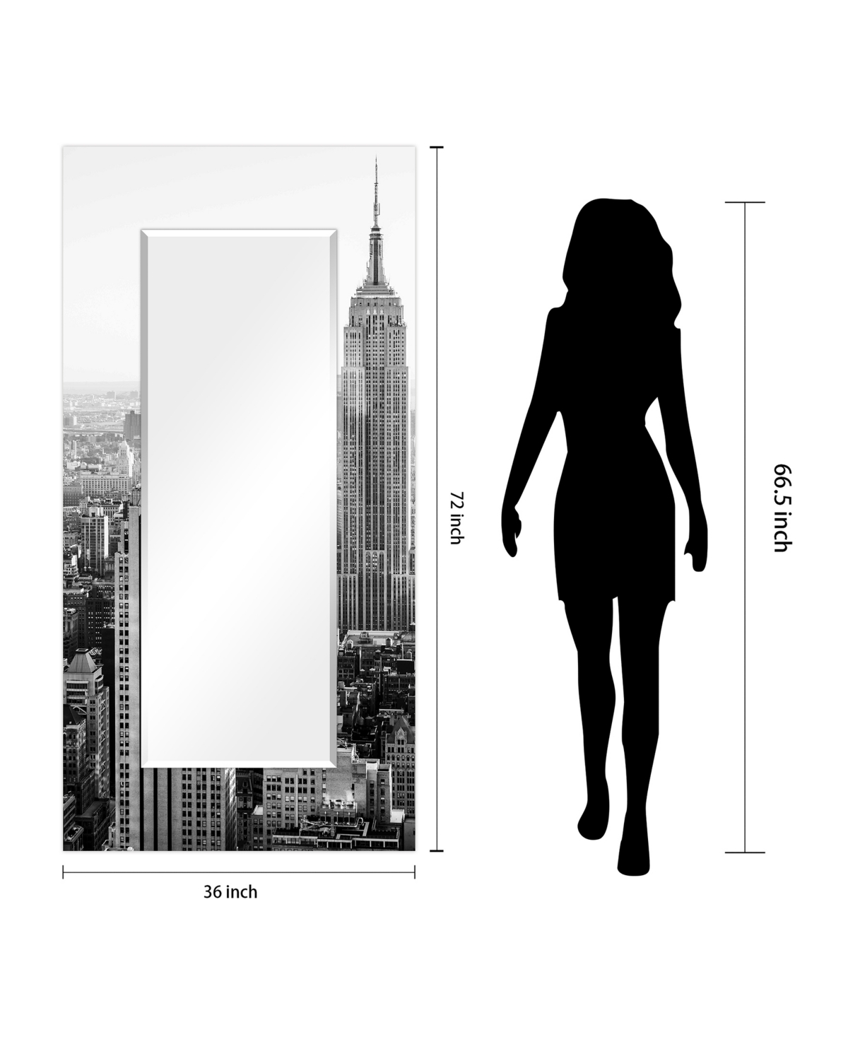 Empire Art Direct 'My N.y.' Rectangular On Free Floating Printed Tempered Art Glass Beveled Mirror,