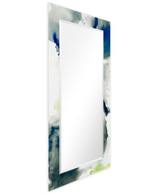'Ephemeral' Rectangular On Free Floating Printed Tempered Art Glass Beveled Mirror, 54" x 28"