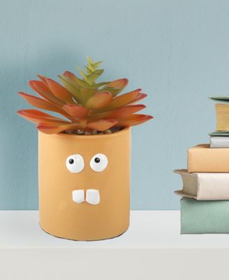 Faux Succulent in Ceramic Pot Crazy Eyes, 3.55"