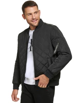 Men's Quilted Baseball Jacket with Rib-Knit Trim