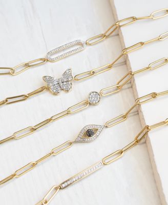 Diamond Circle Cluster Paperclip Link Bracelet (1/6 ct. t.w.) in 14k Gold-Plated Sterling Silver, Created for Macy's