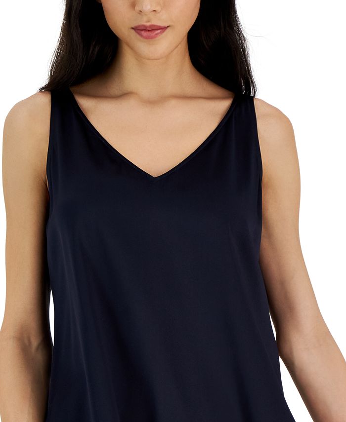 EILEEN FISHER Womens White Sleeveless Scoop Neck Top