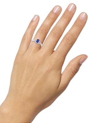 Lab-Grown Emerald (5/8 ct. t.w.) & Lab-Grown White Sapphire (1/5 ct. t.w.) Ring in Sterling Silver (Also in Lab-Grown Ruby & Lab-Grown Sapphire)