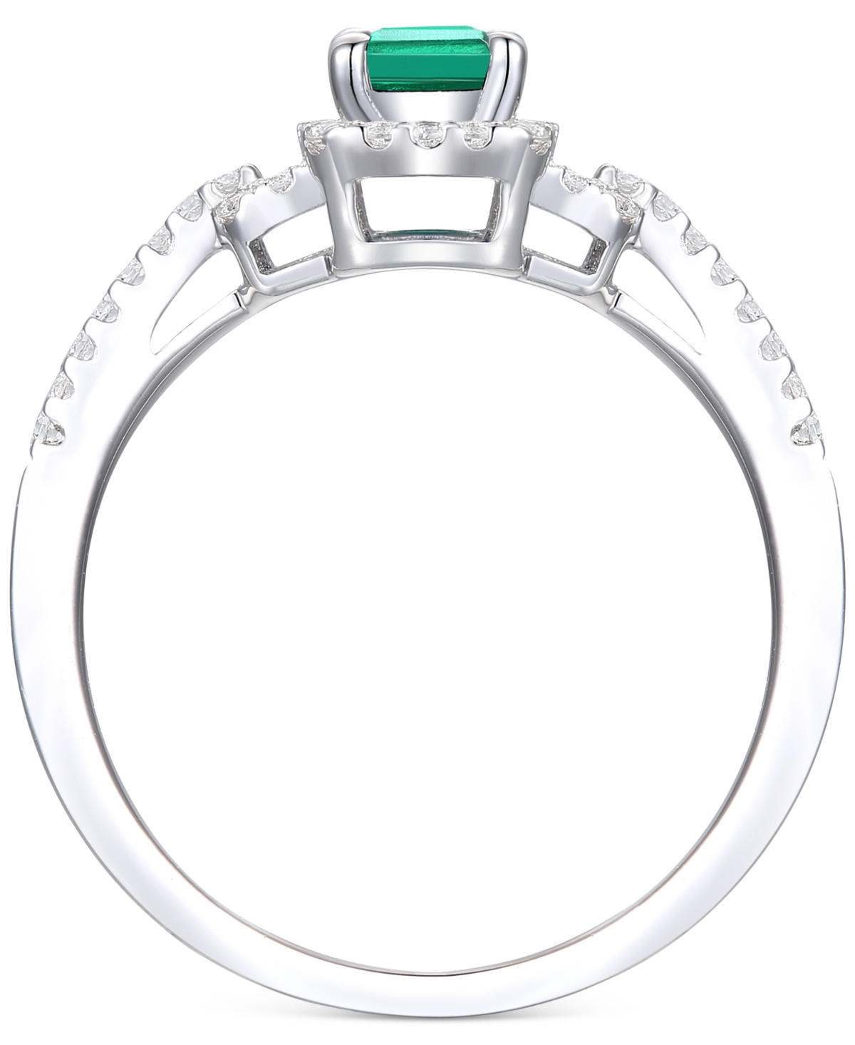 Lab-Grown(5/8 ct. t.w.) & Lab-Grown White Sapphire (1/5 ct. t.w.) Ring in Sterling Silver (Also in Lab-Grown Ruby & Lab-Grown Sapphire) - Eme