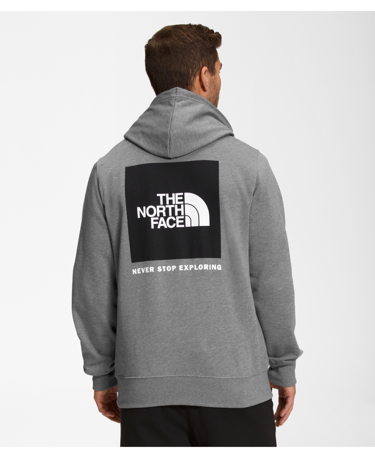 The North Face Men's Box Nse 'never Stop Exploring' Pullover Hoodie In Tnf Medium Gray Heather,tnf Black