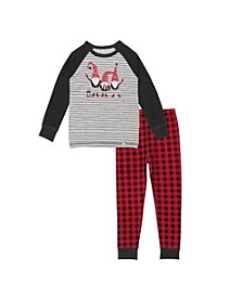 Boy Organic Cotton Two Piece Pajama Set With Santa'S Little Helpers Print - Toddler|Child