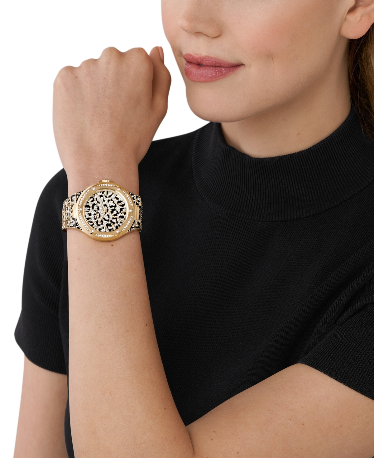Shop Michael Kors Women's Lennox Three-hand Black And Gold-tone Stainless Steel Bracelet Watch 43mm
