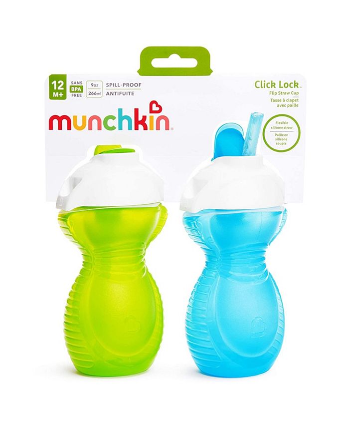 Munchkin Click Lock Flip Straw Cup, Blue/Green, 9 Ounce, 2 Count - Macy's