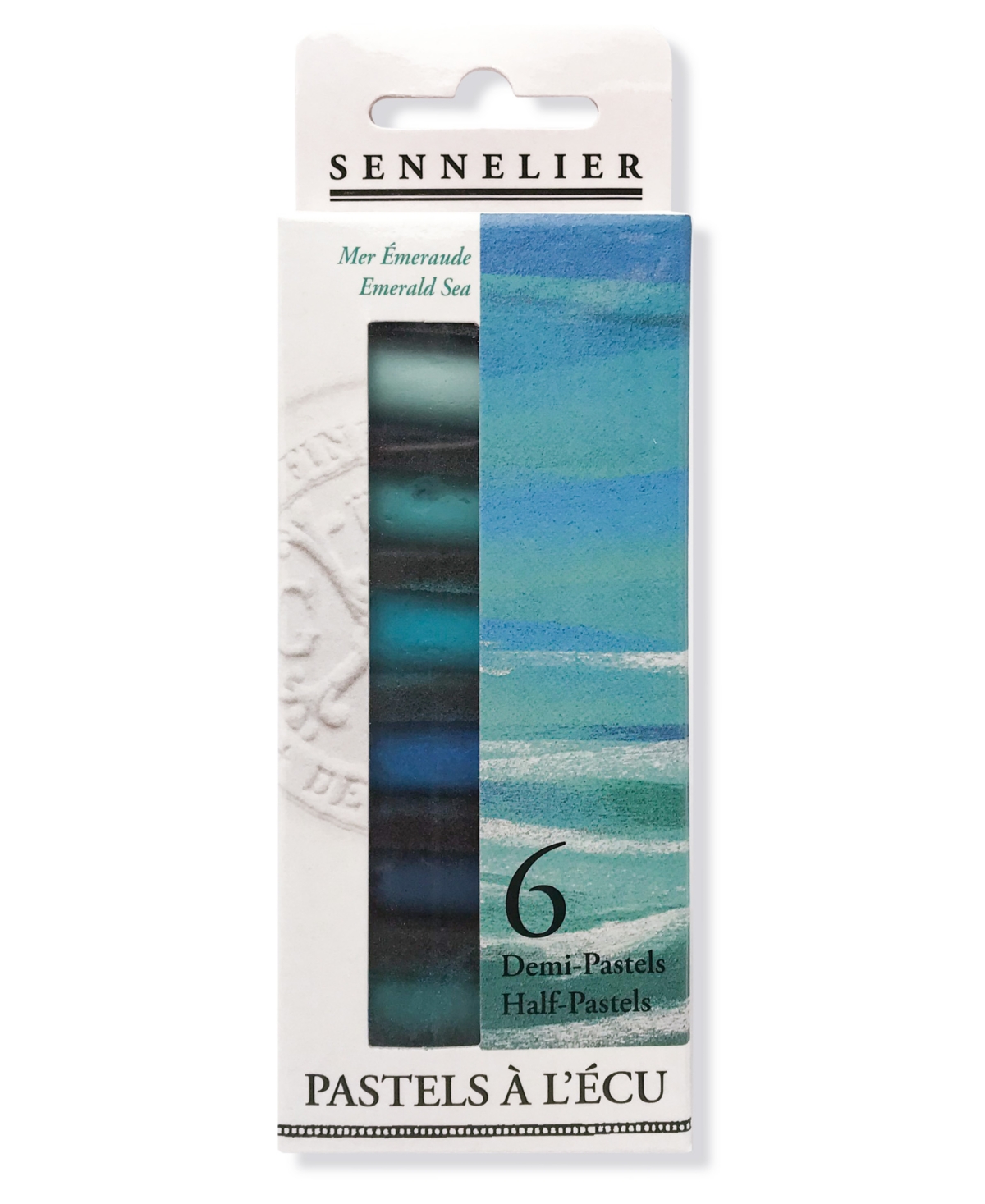 Extra Soft Emerald Sea Half Pastel 6 Piece Stick Set, 5.91" x 1.25" - Multi