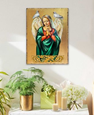 Icon Praying Angel Wall Art on Wood 8"