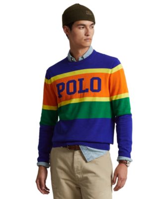 폴로 랄프로렌 Polo Ralph Lauren Mens Logo Striped Cotton Sweater,City Royal Combo
