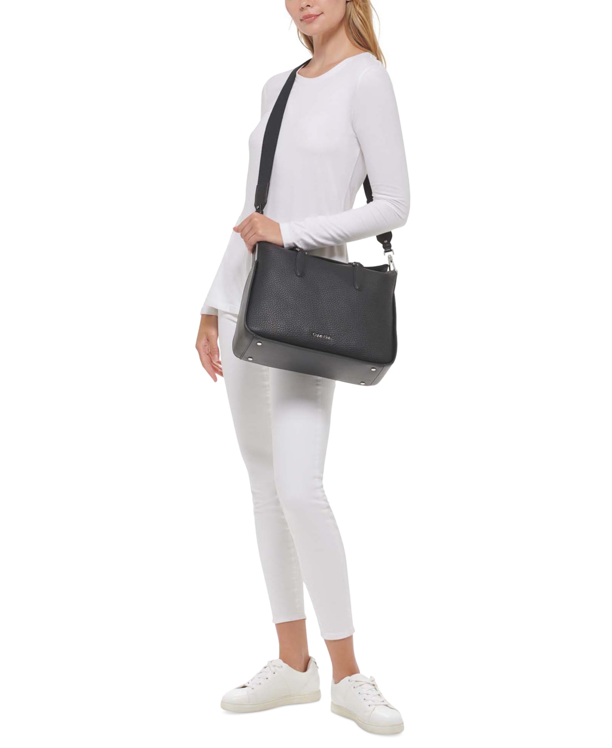 Shop Calvin Klein Fay Convertible Tote Bag In Dove Grey