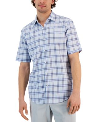 Alfani - Men's Ellen Classic-Fit Textured Yarn-Dyed Plaid Button-Down Shirt