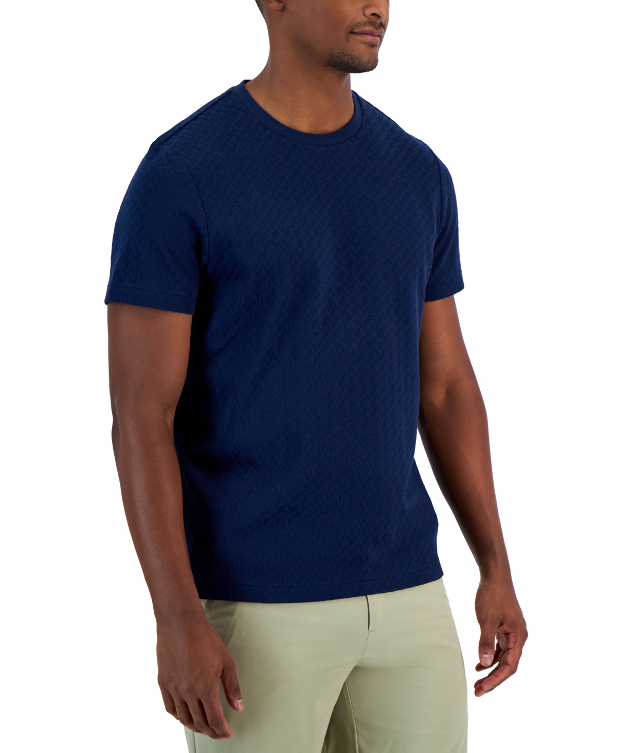Alfani Men's Core Jacquard T-shirt, Created For Macy's In Neo Navy