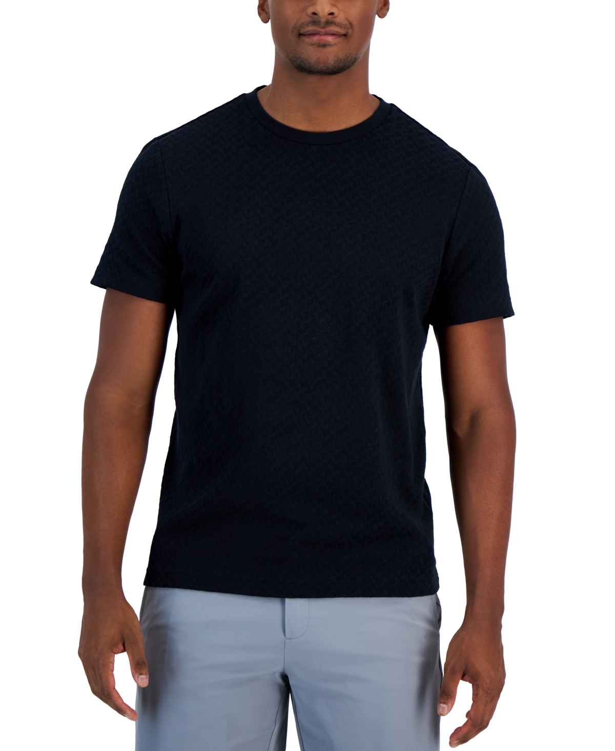 Alfani Men's Core Jacquard T-shirt, Created For Macy's In Deep Black