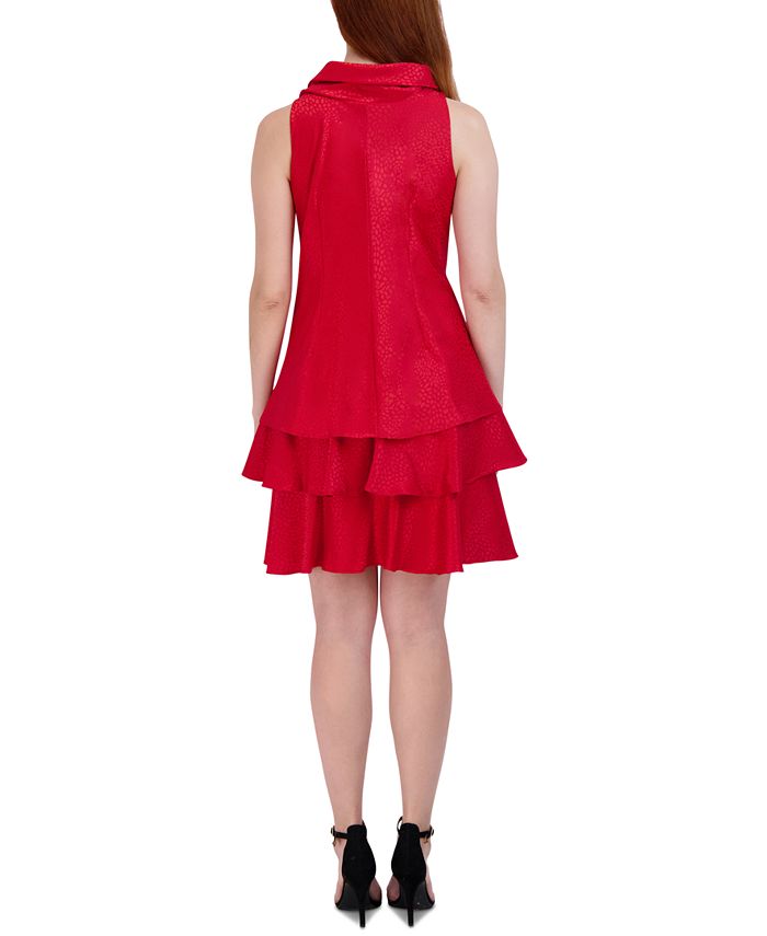 Robbie Bee Women's Tonal Jacquard Ruffled Sleeveless A-Line Dress - Macy's
