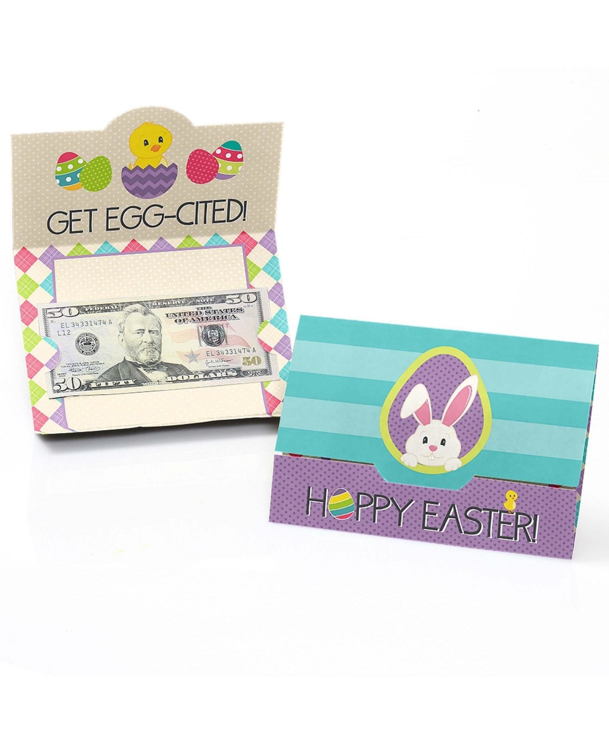 Hippity Hoppity - Easter Bunny Party Money and Gift Card Holders - Set of 8 - Blue
