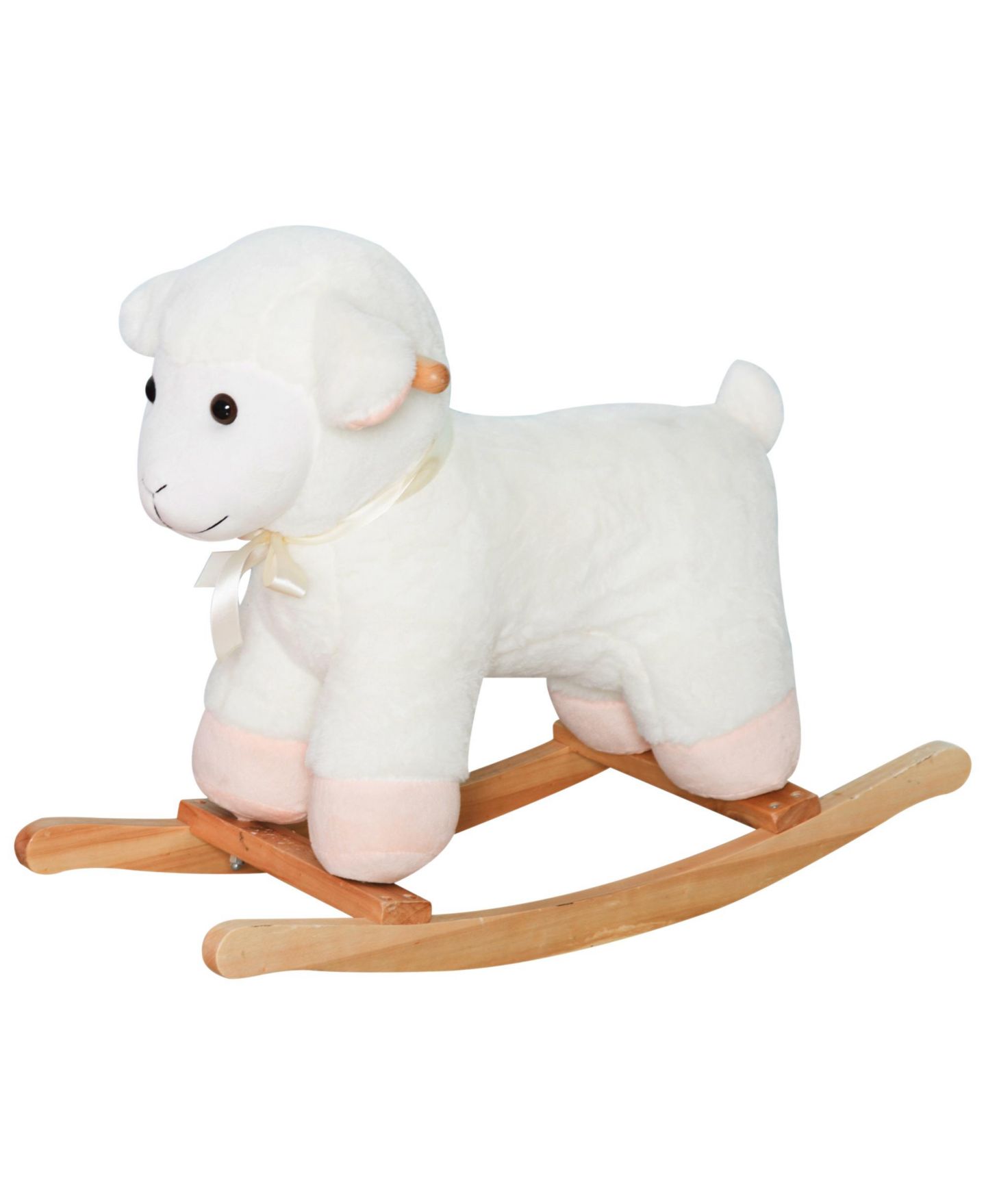 Детская мягкая игрушка Qaba Lamb Rocking Horse, Wooden, Supports Up to 66 lbs, Ages 18 Months+ — фото 1