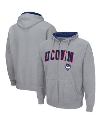 Men's Heathered Gray UConn Huskies Arch and Logo 3.0 Full-Zip Hoodie