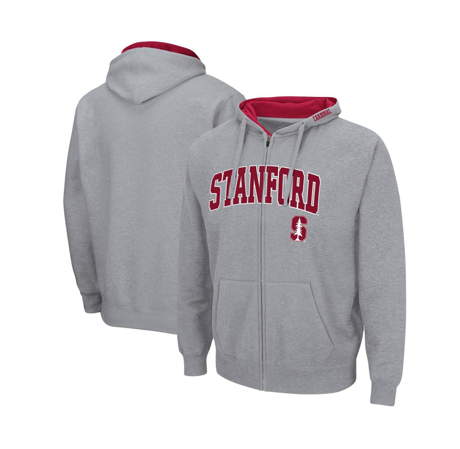 Men's Heathered Gray Stanford Cardinal Arch and Logo 3.0 Full-Zip Hoodie