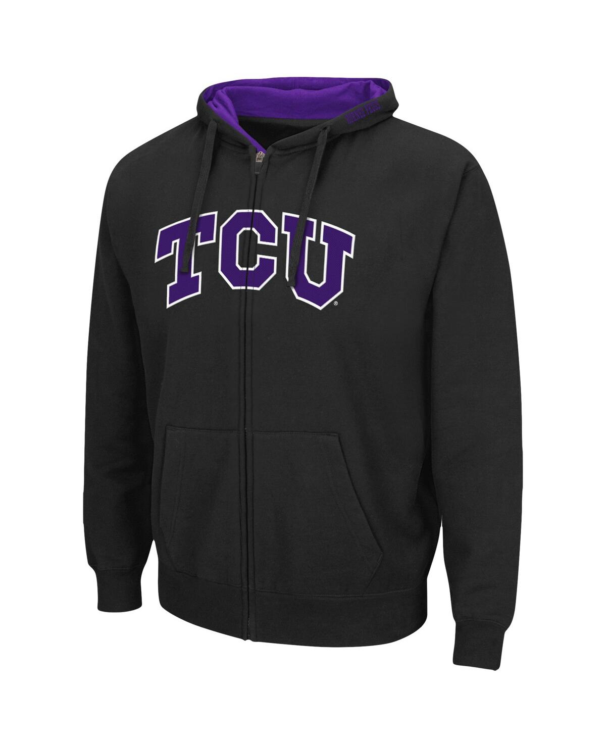 Colosseum Men's  Heathered Gray Tcu Horned Frogs Arch And Logo 3.0 Full-zip Hoodie In Heathered Gray
