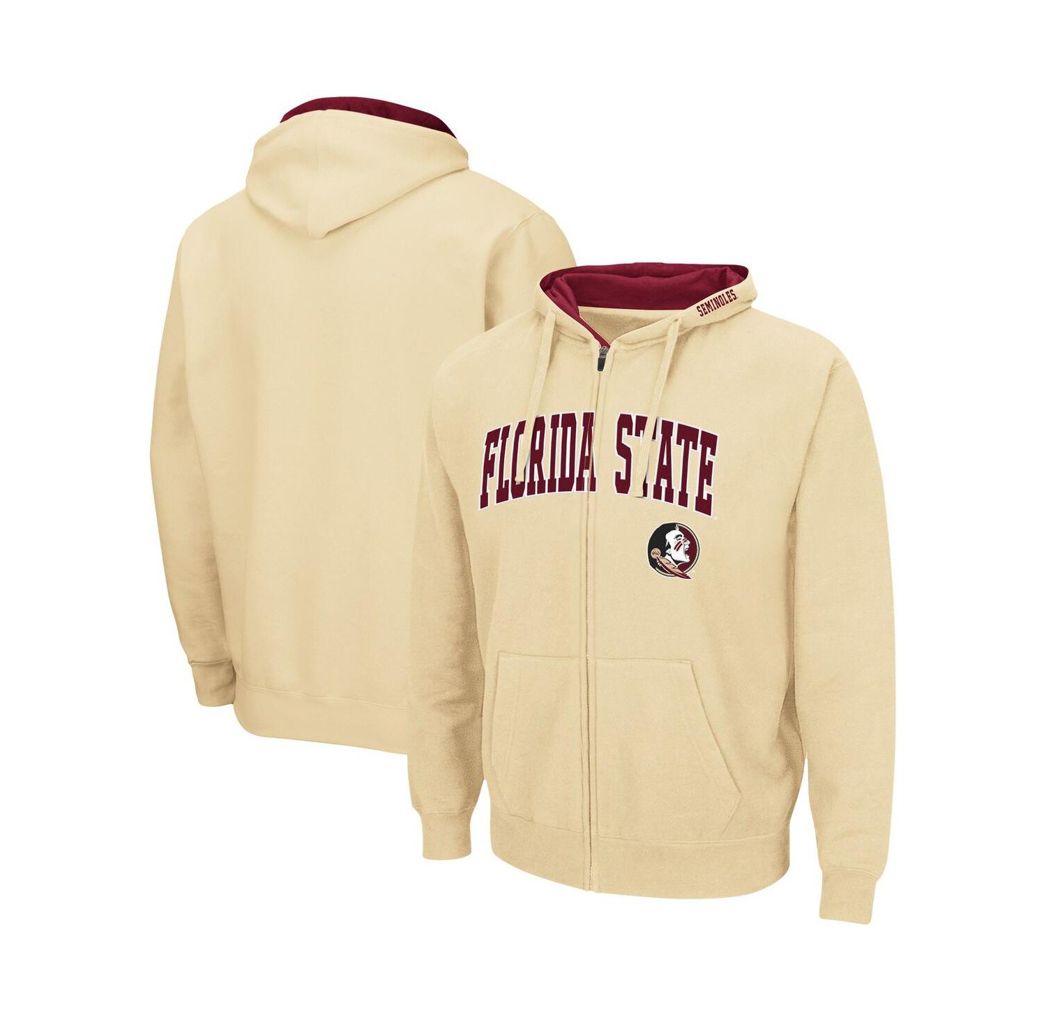 Men's Gold Florida State Seminoles Arch and Logo 3.0 Full-Zip Hoodie