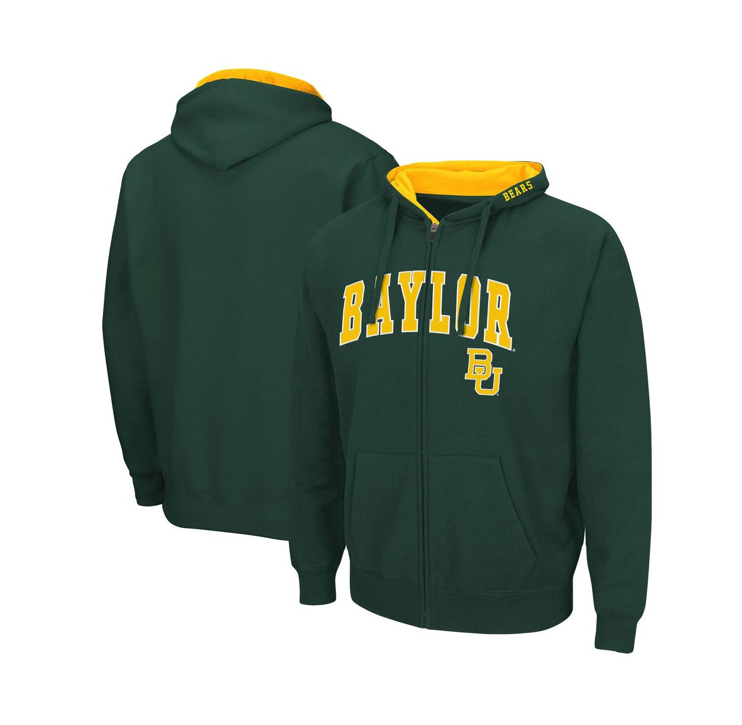 Men's Green Baylor Bears Arch and Logo 3.0 Full-Zip Hoodie
