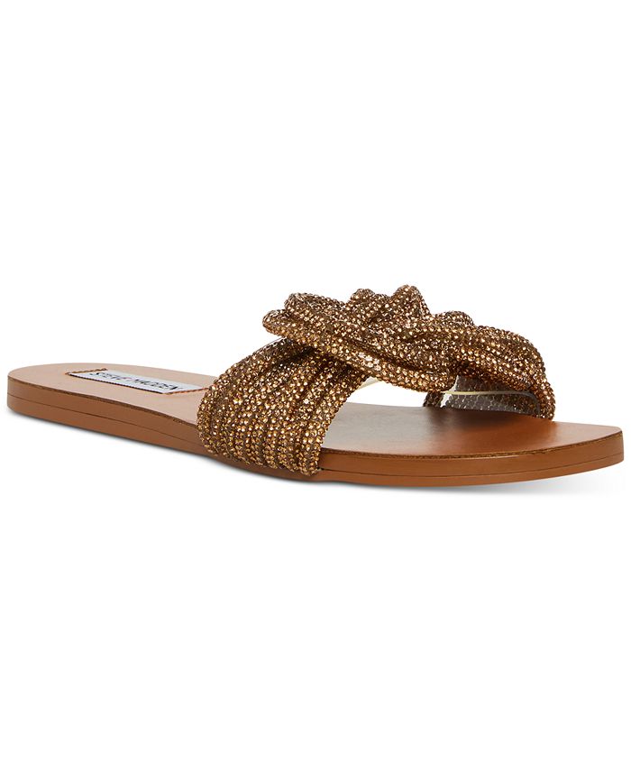 Steve Madden Women's Adore Rhinestone Knotted Flat Sandals - Macy's