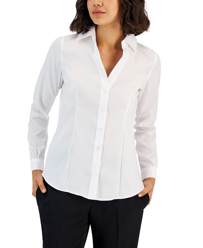 Jones New York Women's Easy Care Button Up Long Sleeve Blouse - Macy's
