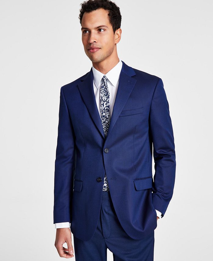 DKNY Men's Blue Tic Modern-Fit Performance Stretch Suit Separates ...