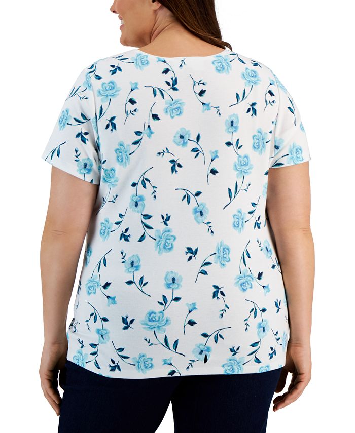 Plus Size Scoop Neck Short Sleeve One-Piece Swimsuit