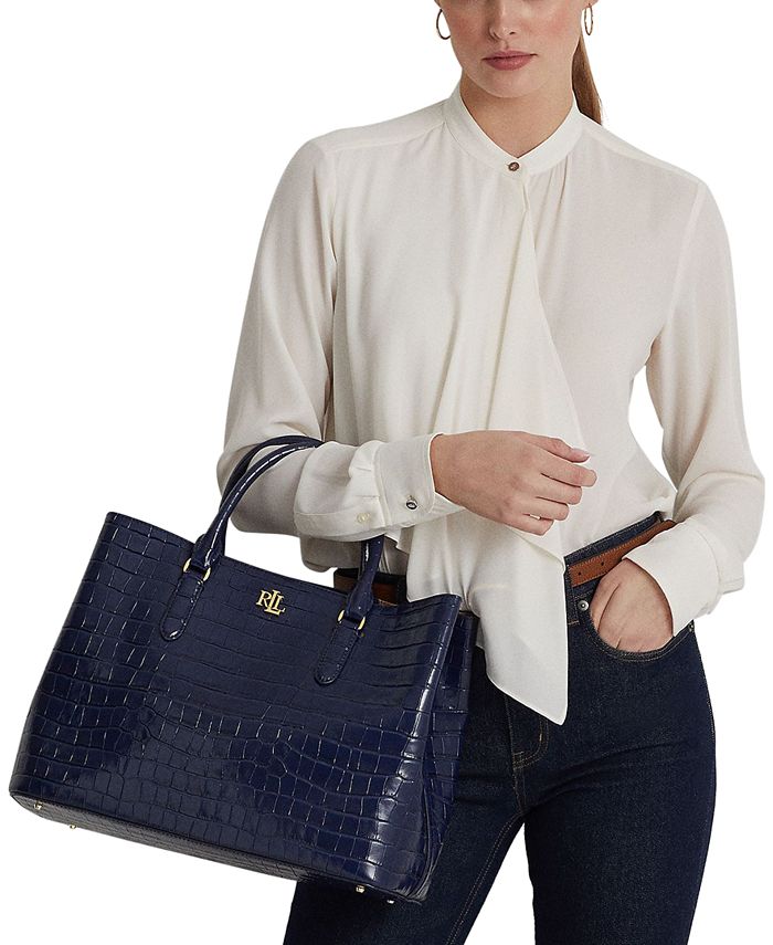 Lauren Ralph Lauren Embossed Leather Large Marcy Satchel Macy's