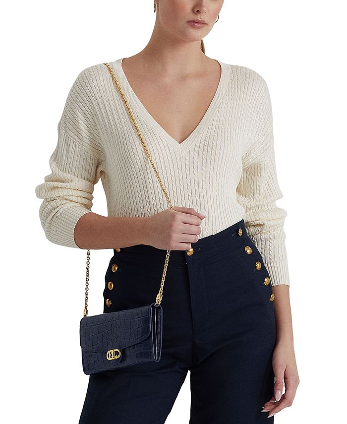 Lauren Ralph Lauren Embossed Leather Medium Adair Crossbody Macy's