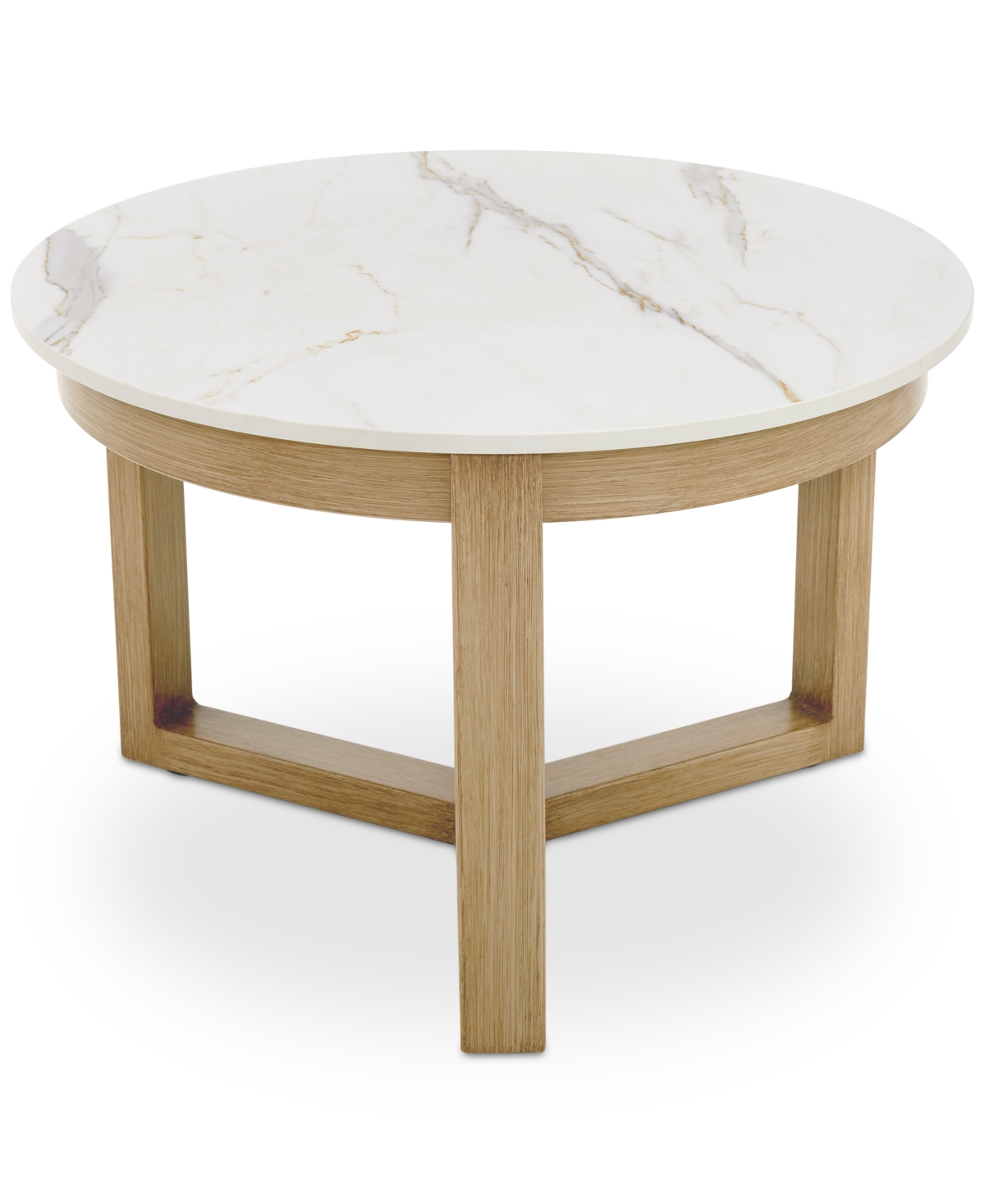 Agio Reid Outdoor 23" Round Porcelain Top Nesting Table In Light Beige