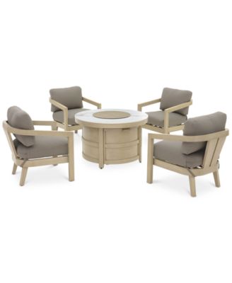 Reid Outdoor 5-Pc. Chat Set (1 Fire Pit & 4 Club Chairs), Created for Macy's