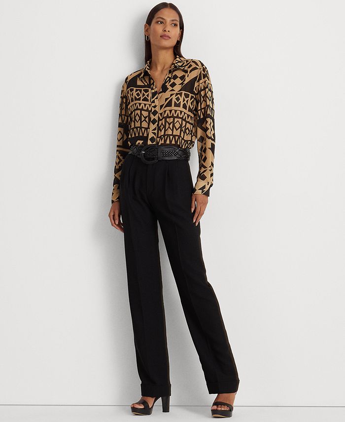 Lauren Ralph Lauren Ralph Lauren Geo-Print Linen Wide-Leg Pant