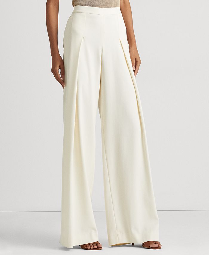 Stretch Crepe Pleated Wide Leg Pant in 2023