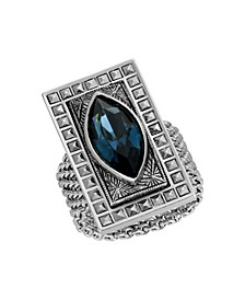 Silver-Tone Blue Stone Stretch Ring