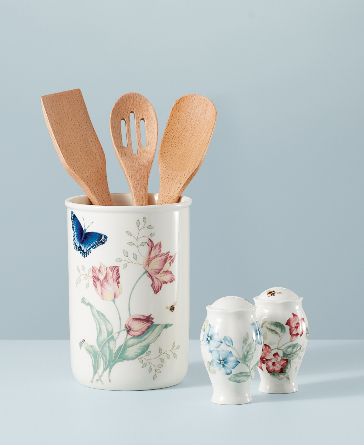 Shop Lenox Butterfly Meadow Kitchen Jar With Utensils, Created For Macy's In White Body W,pastel Floral And Botanical